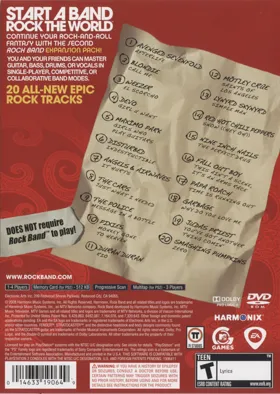 Rock Band - Track Pack Volume 2 box cover back
